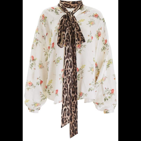 R13 floral-print silk blouse. color Ecru. Size XS. - Picture 6 of 13